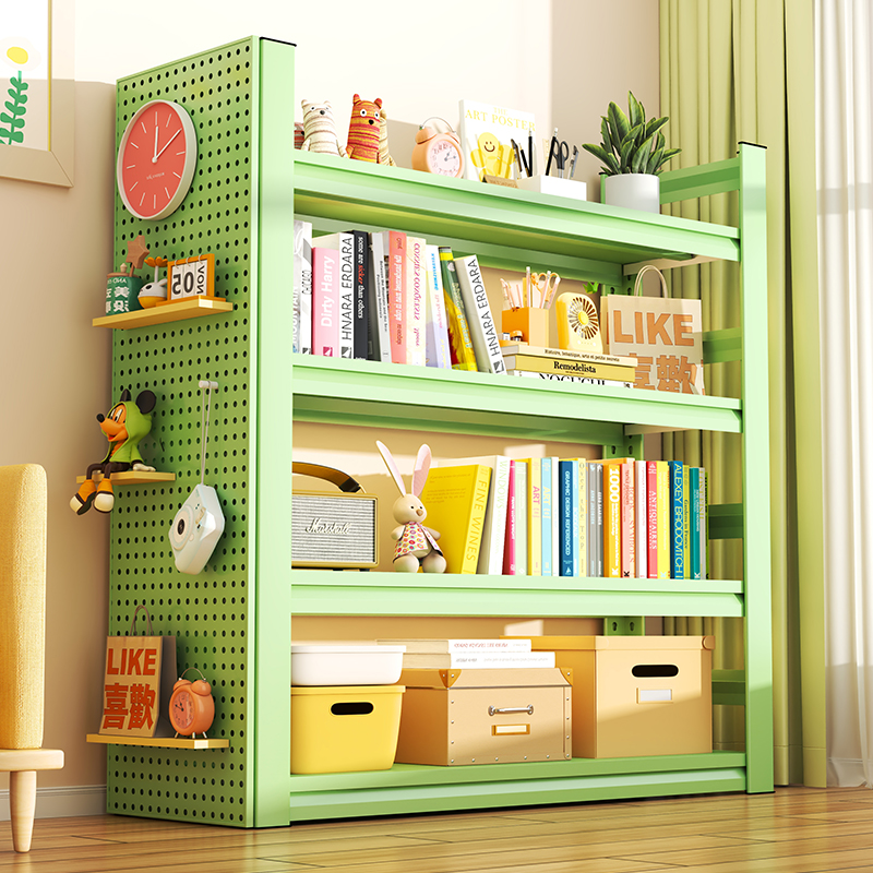 家用洞洞板置物架杂物间客厅收纳架简约多层绘本架阳台落地式货架