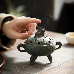 貔貅盘香香炉家用室内复古熏香中式 碌心 摆件三足底部内置防火棉