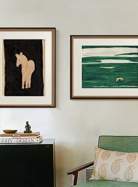 法式小众艺术客厅装饰画北欧复古餐厅玄关书房壁画大师动物挂画马