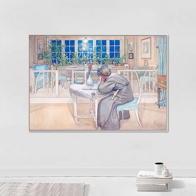 Carl Larsson卡尔·拉森瑞典艺术家小众装饰画北欧挂画大师水彩画