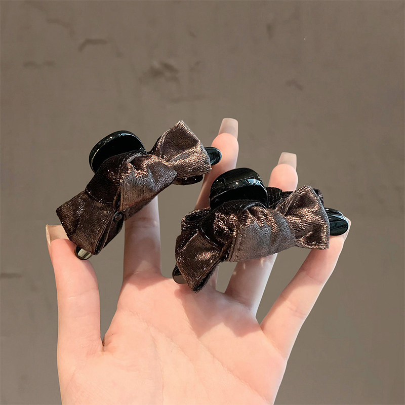 丝绒蝴蝶结抓夹小号半扎发饰甜美精致侧边碎发夹日韩夹子复古发饰