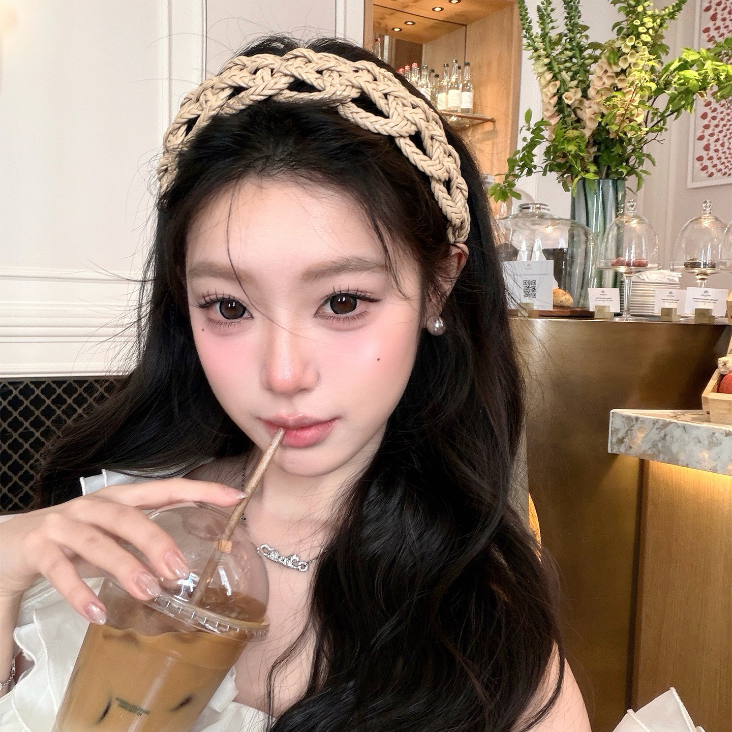 高级感镂空麻花编织宽边发箍女夏