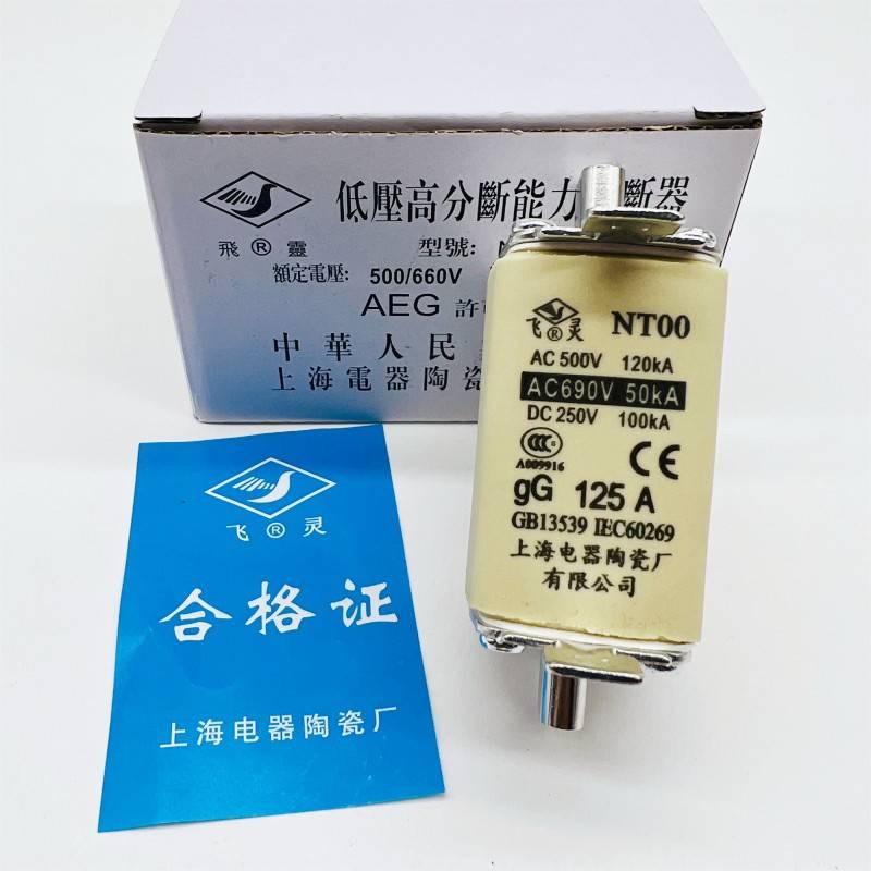 飞灵NT00-gG160A DC250V 690V熔断器熔芯100A80A63A 上海电器陶瓷