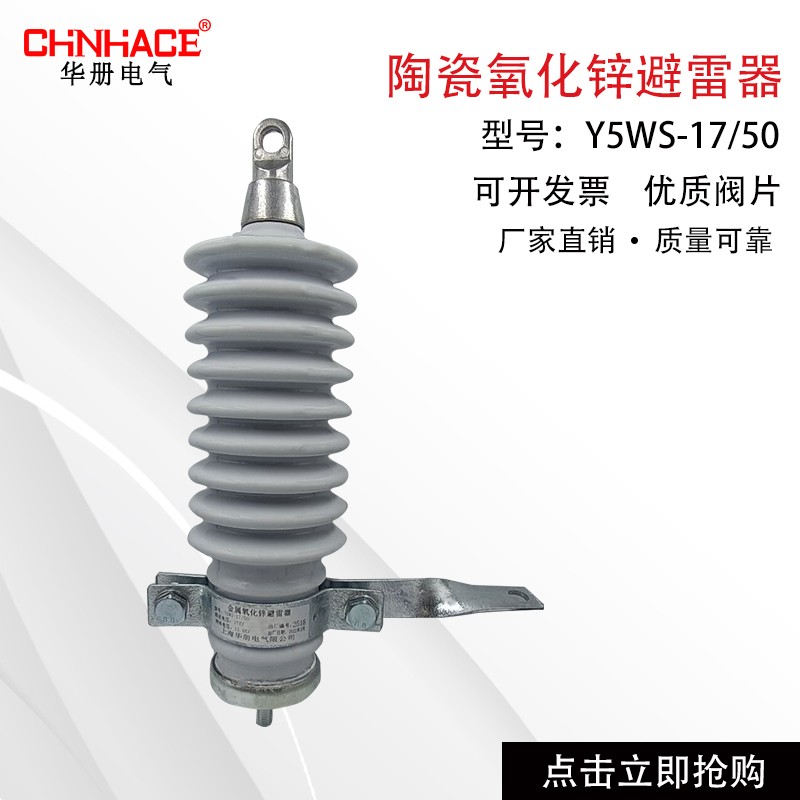 10-12KV Y5WS-17/50户外台变陶瓷高压氧化锌避雷器厂家直供