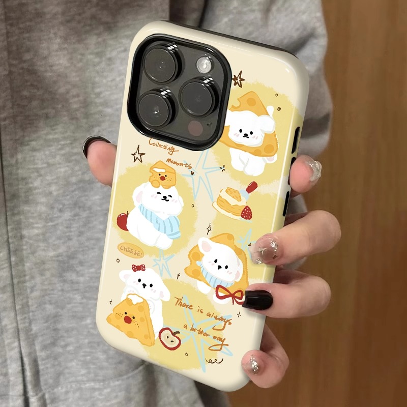 卡通可爱奶酪小狗适用苹果16手机壳iPhone16promax新款15二合一14软壳13外壳12菲林11保护套15promax手机套