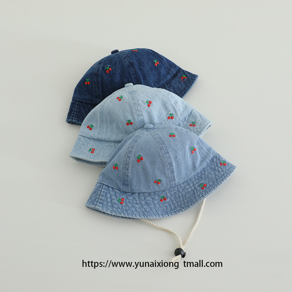 婴儿帽子春秋薄款儿童牛仔渔夫帽冬韩版潮盆帽宝宝男女童遮阳防晒