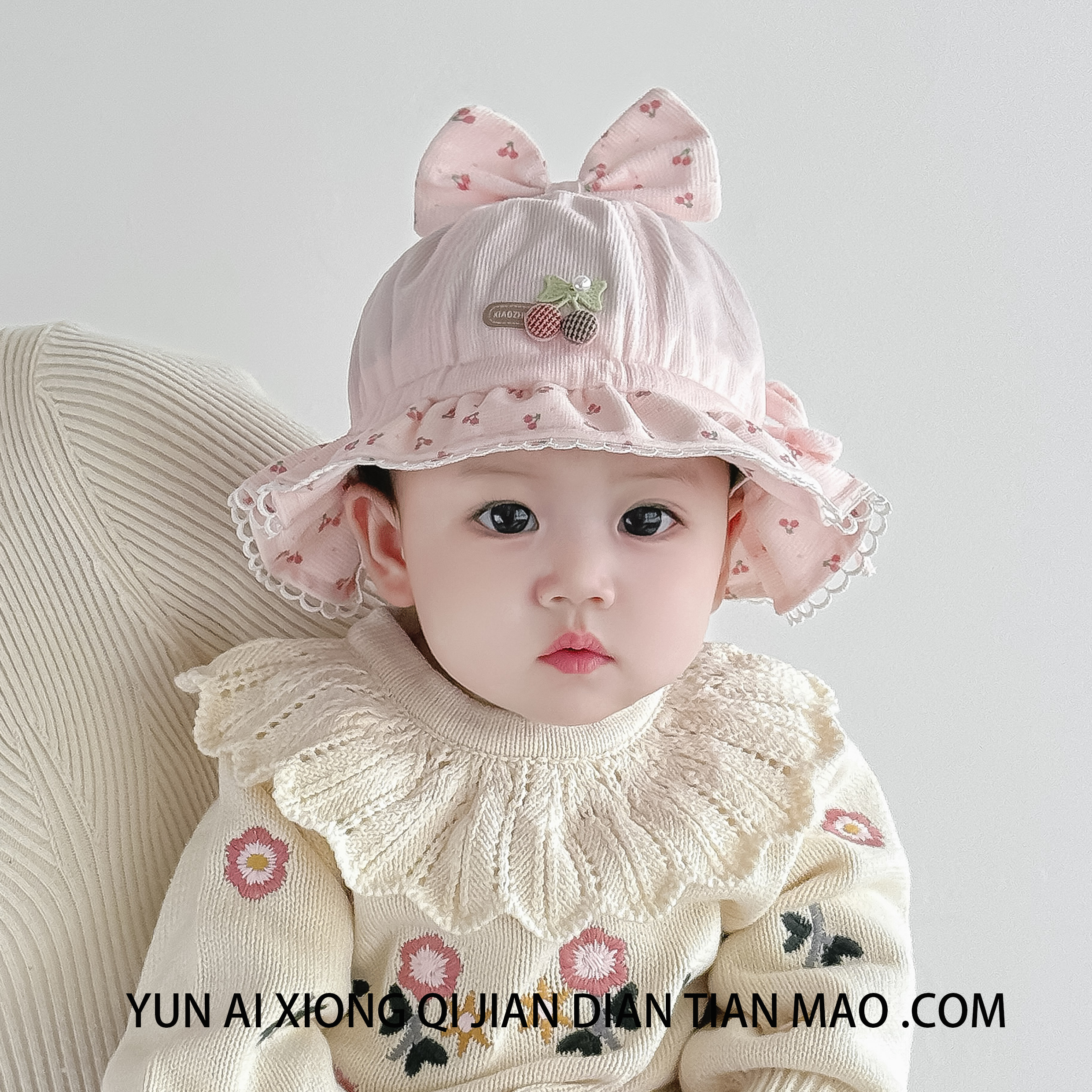 韩版婴儿帽子春秋季甜美女宝宝花边渔夫帽秋冬小月龄女童公主盆帽