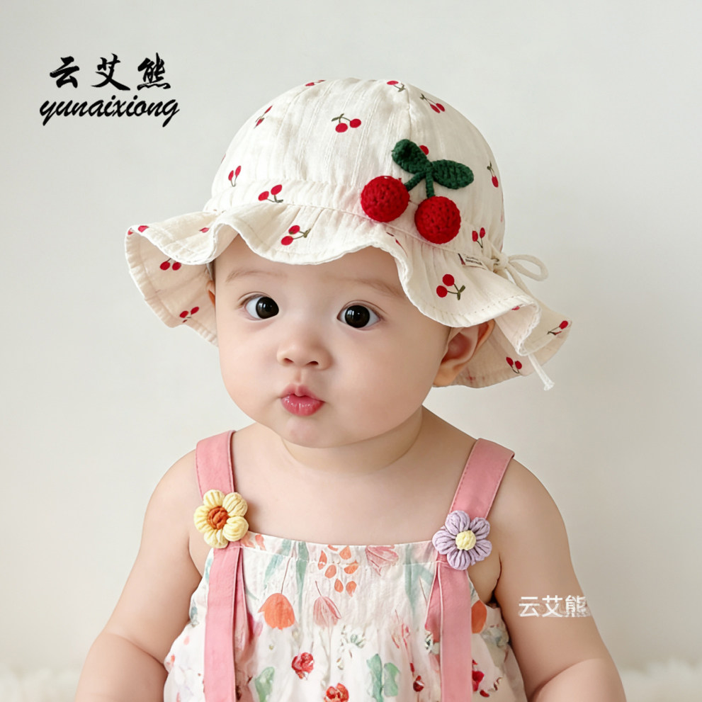 云艾熊可调节纯棉薄款遮阳女婴图片
