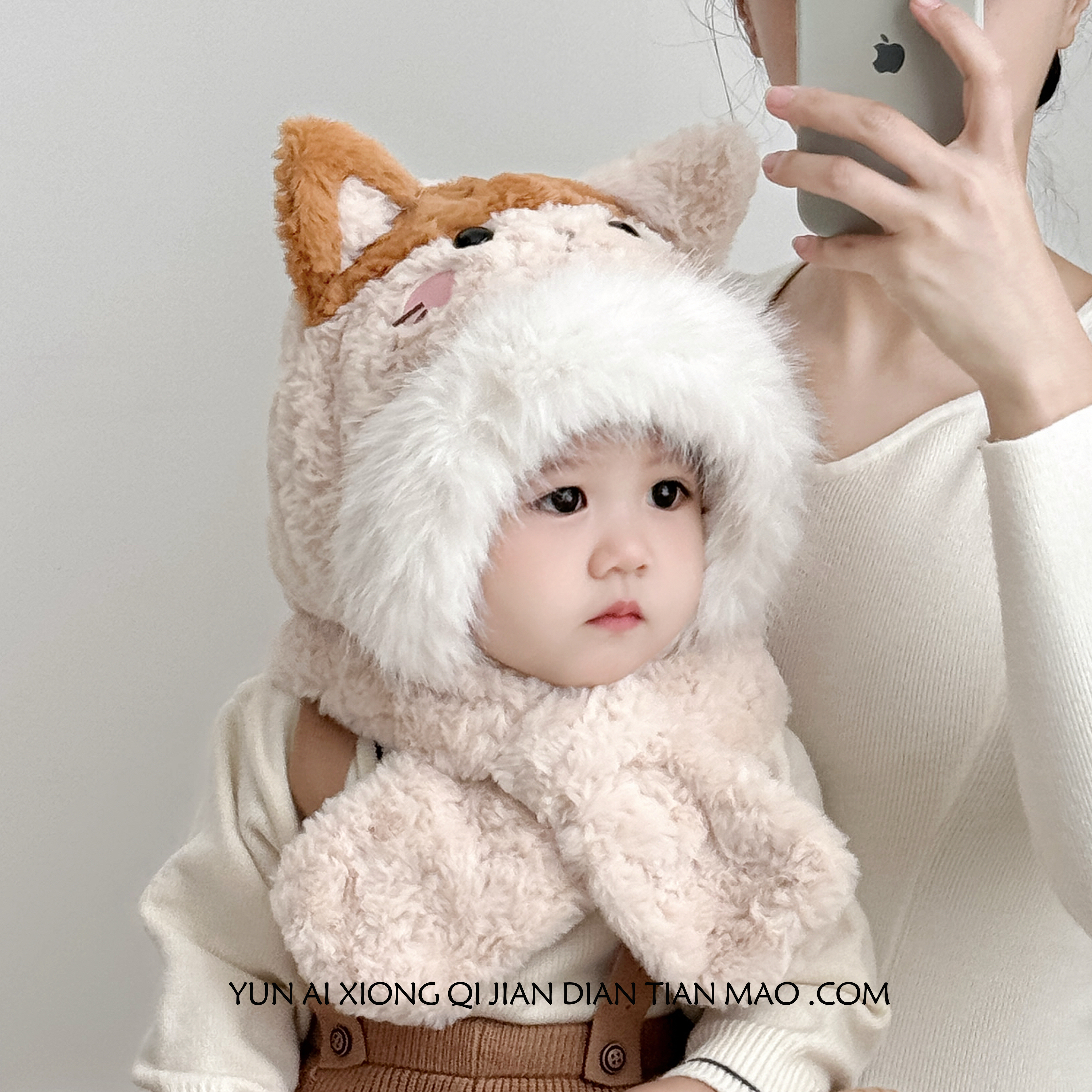 冬季宝宝帽子秋冬男女童毛绒围脖