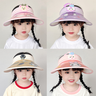 儿童防晒帽可爱兔子大檐宝宝空顶帽夏季男童遮阳防晒帽女童太阳帽