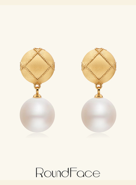 折扣款RoundFace月光系列 天然淡水珍珠耳环小众高级感耳钉女复古