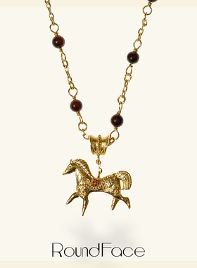 RoundFace炼⾦天⻢系列⾦⾊⽴体串珠项链新年⼿⼯礼