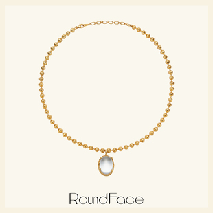 折扣款RoundFace月光系列 原创设计天然白水晶法式复古项链女小众