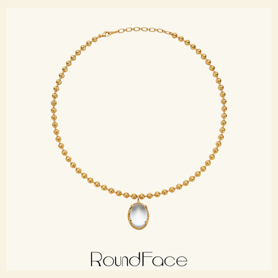 折扣款RoundFace月光系列 原创设计天然白水晶法式复古项链女小众