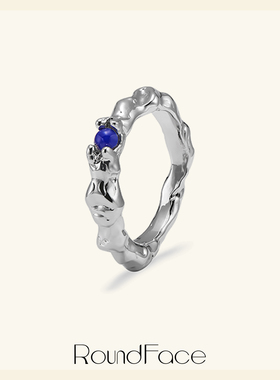 特卖品 RoundFace 23SS潜意识纯手工银色宝蓝琉璃石戒指生日礼物