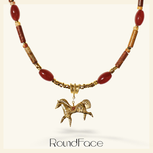 新年礼物RoundFace炼天系列体链高级轻奢小马项链本命年红色礼物