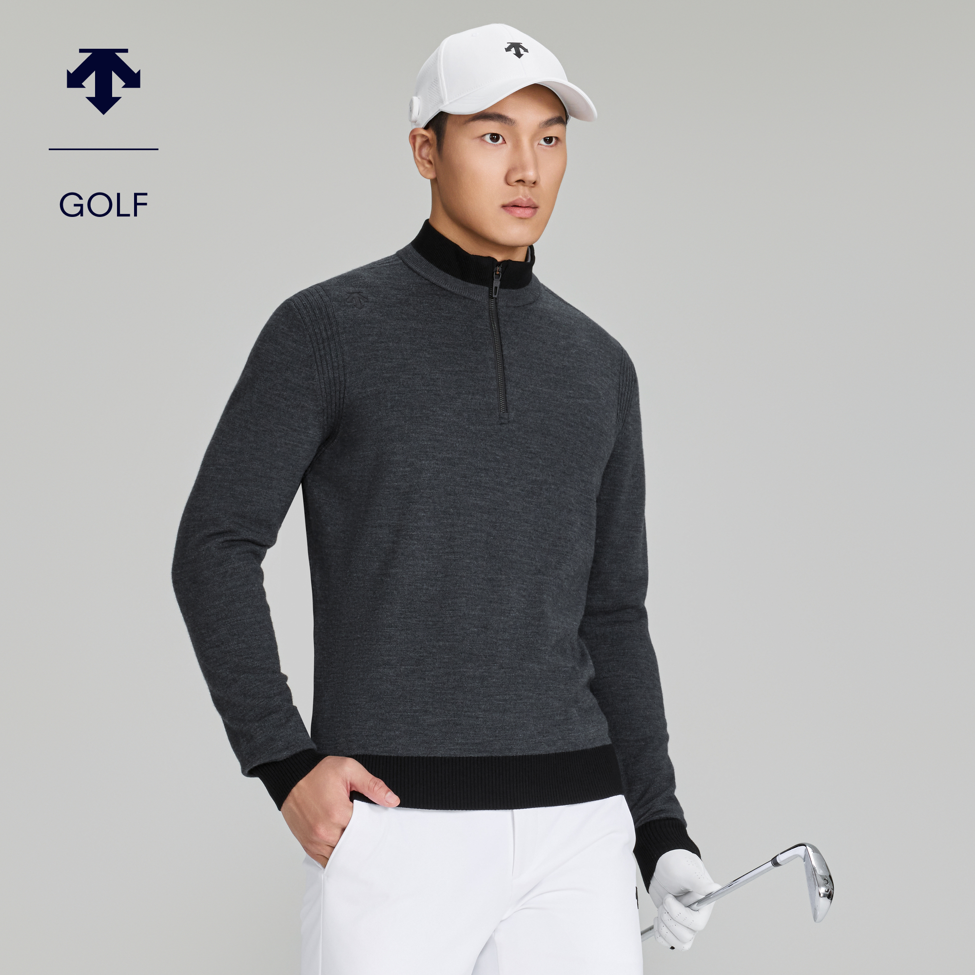 DESCENTEGOLF迪桑特高尔夫男士PRO系列羊毛长袖针织衫秋冬新品