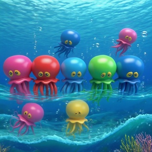 儿童游泳池里的玩具戏水章鱼捏捏乐宝宝玩水戏水浴室水上乐园沙滩