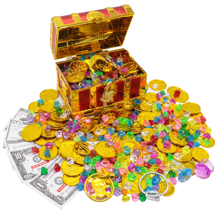 儿童海盗宝藏塑料金色玩具图片