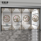 梅兰竹菊中式 饰中国风贴画 客厅推拉门书房玻璃门静电无胶贴纸装