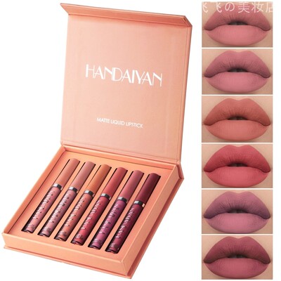 6Pcs/Box Makeup Lipstick Liquid Set Velvet Matte Gloss Lip R