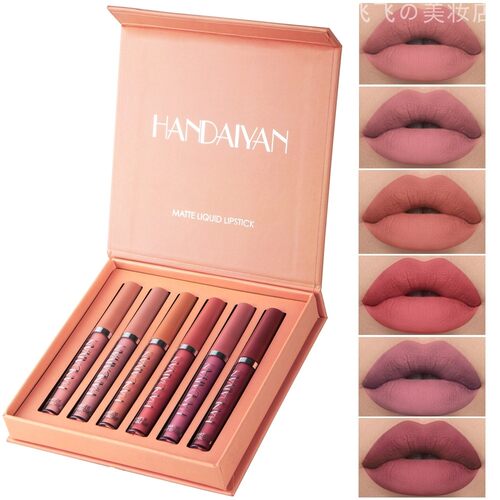 6Pcs/Box Makeup Lipstick Liquid Set Velvet Matte Gloss Lip R
