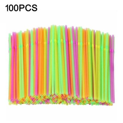 100pcs/Set Black Cocktail Straws Black Plastic Straw For Bir