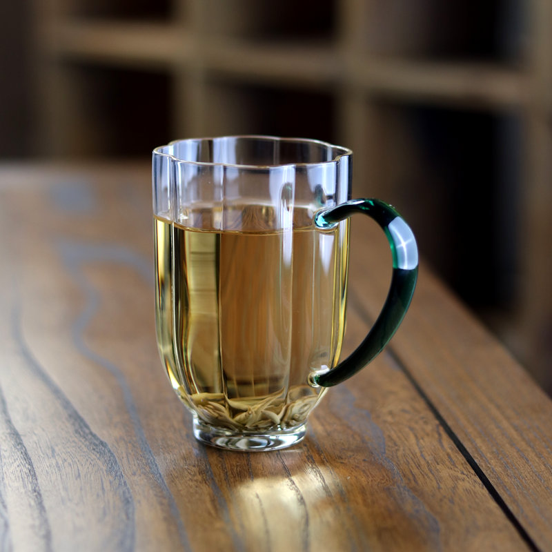 高档绿茶杯高透耐热玻璃花茶杯子图片