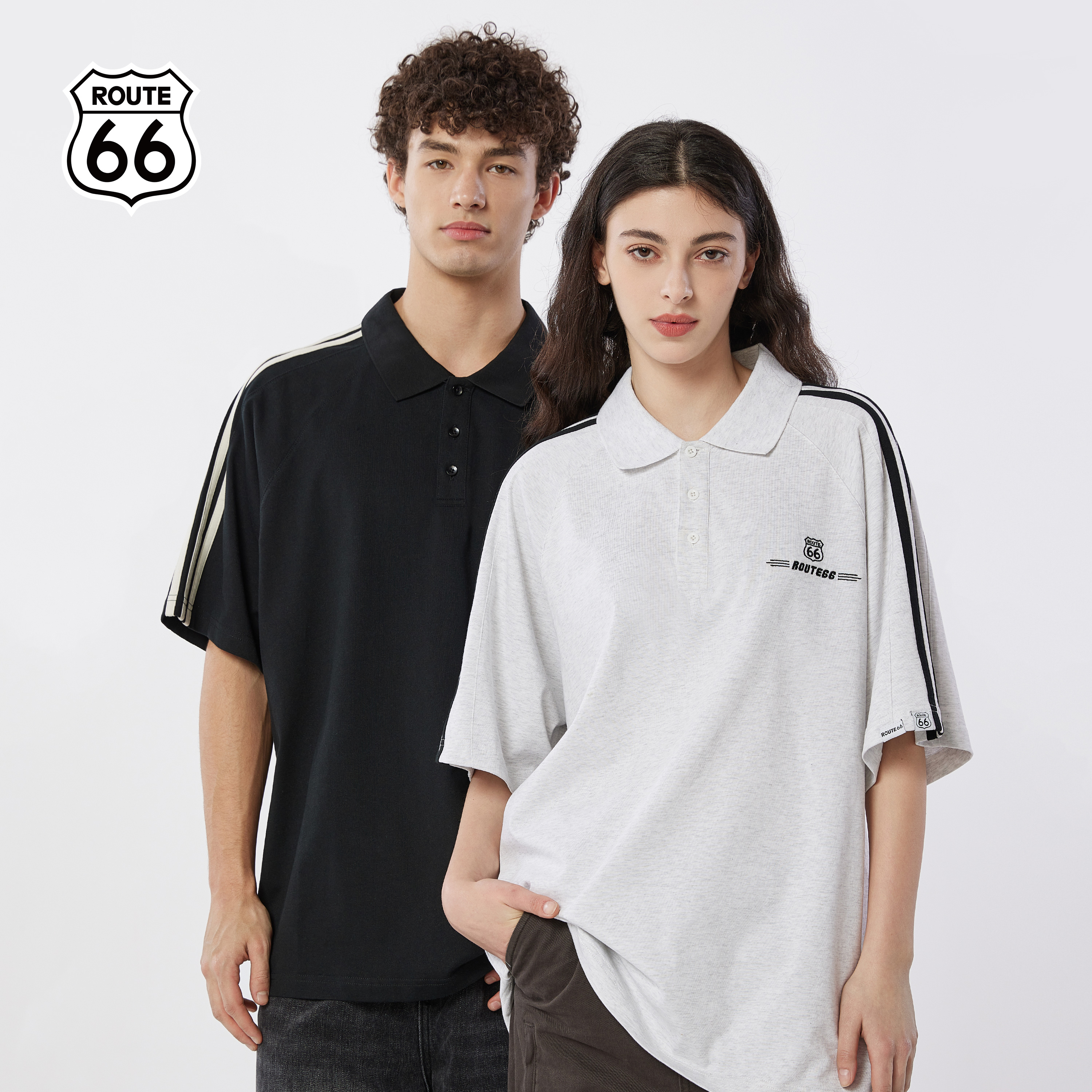 ROUTE66撞色拼接Polo衫