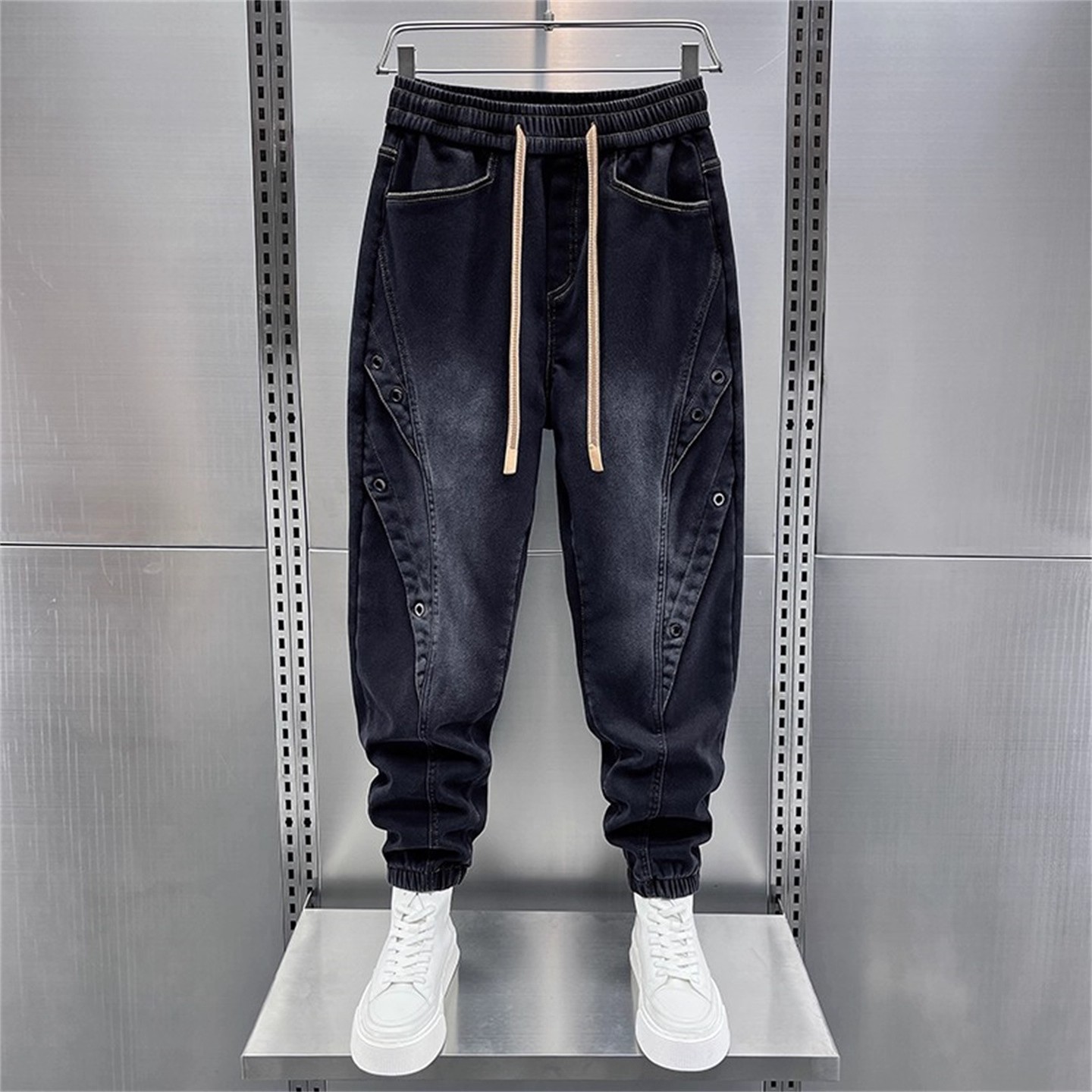 秋冬季新款个性美式复古束脚裤男