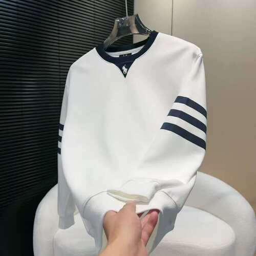 秋冬季男士新款条纹拼接圆领卫衣