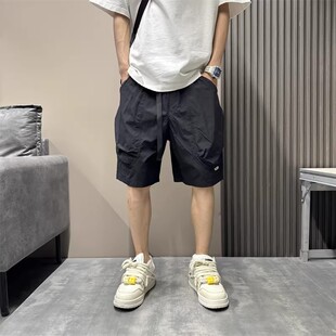 新款 沙滩五分裤 时尚 男潮流简约纯色百搭薄款 港风休闲运动短裤 夏季