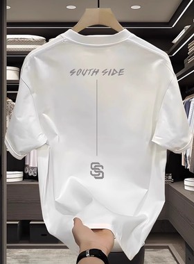 简约百搭白色纯棉短袖T恤男青年夏季新款美式潮牌ins圆领半袖上衣