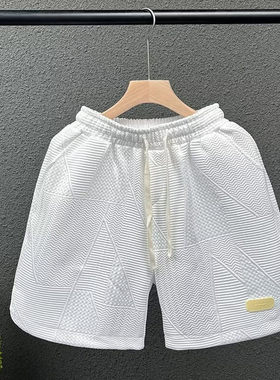 高端夏天简约速干沙滩裤男士潮牌痞帅黑色短裤轻奢休闲五分裤外穿