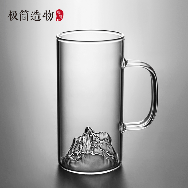 山峰玻璃杯子创意透明绿茶杯家用加厚泡茶杯大号办公室单层喝水杯