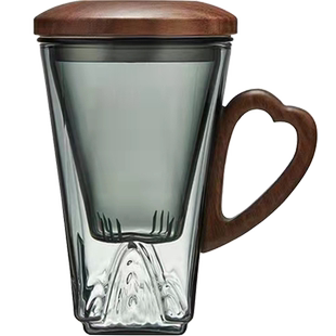 四方山峰杯玻璃泡茶杯带过滤茶水分离绿茶杯男女士办公室水杯家用