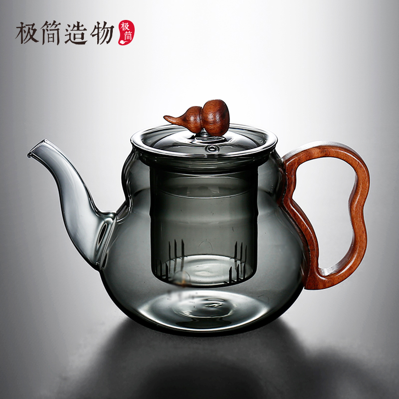 葫芦形壶身耐热玻璃泡茶煮茶壶