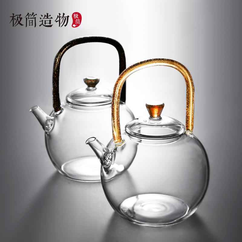 彩金提梁把玻璃壶家用电陶炉烧水