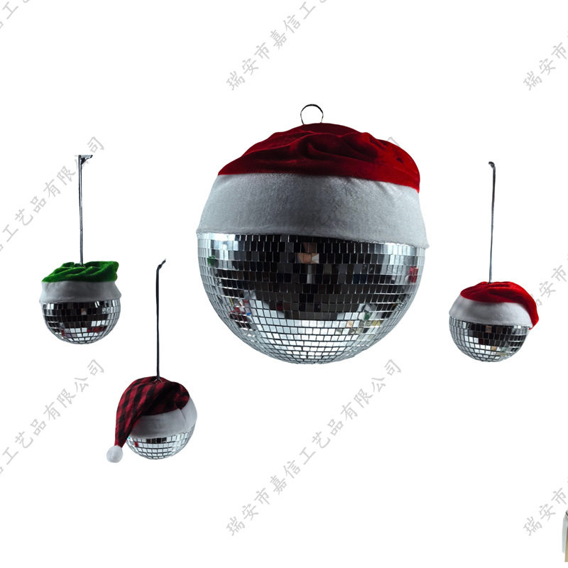Disco镜面圣诞帽挂件迪斯科球主题生日派对氛围装扮摆件镜面闪球