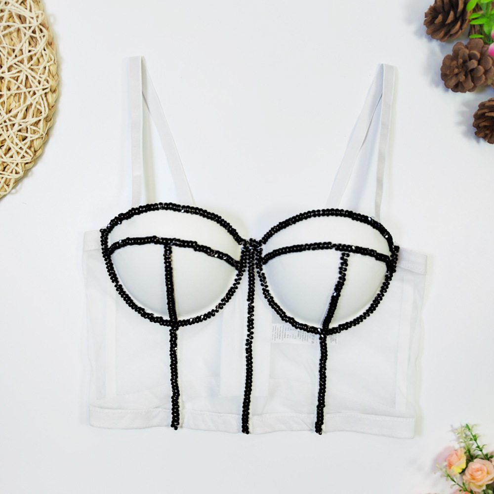欧美跨境亚马逊速卖通性感钉珠文胸外穿鱼骨吊带水晶内衣,女士内衣/男士内衣/家居服,抹胸,淘宝优惠券,粉丝福利购,淘宝优惠卷