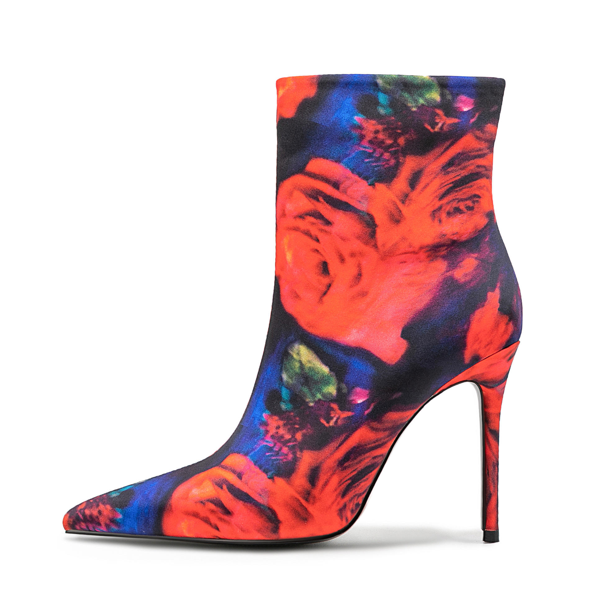 新款 欧美尖头彩色女士皮靴细高跟大码鞋时装靴橡胶细跟HH034中筒