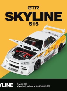 金丽方1：18妮桑天际线GTR R34宽体低趴滑行车玩具仿真合金车模型