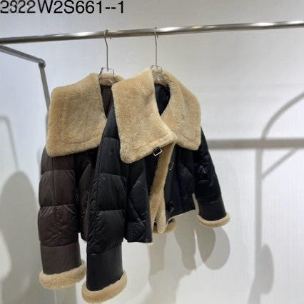 新款羊毛皮毛一体皮草2024大翻领白鹅绒羽绒服年轻款显瘦冬外套女