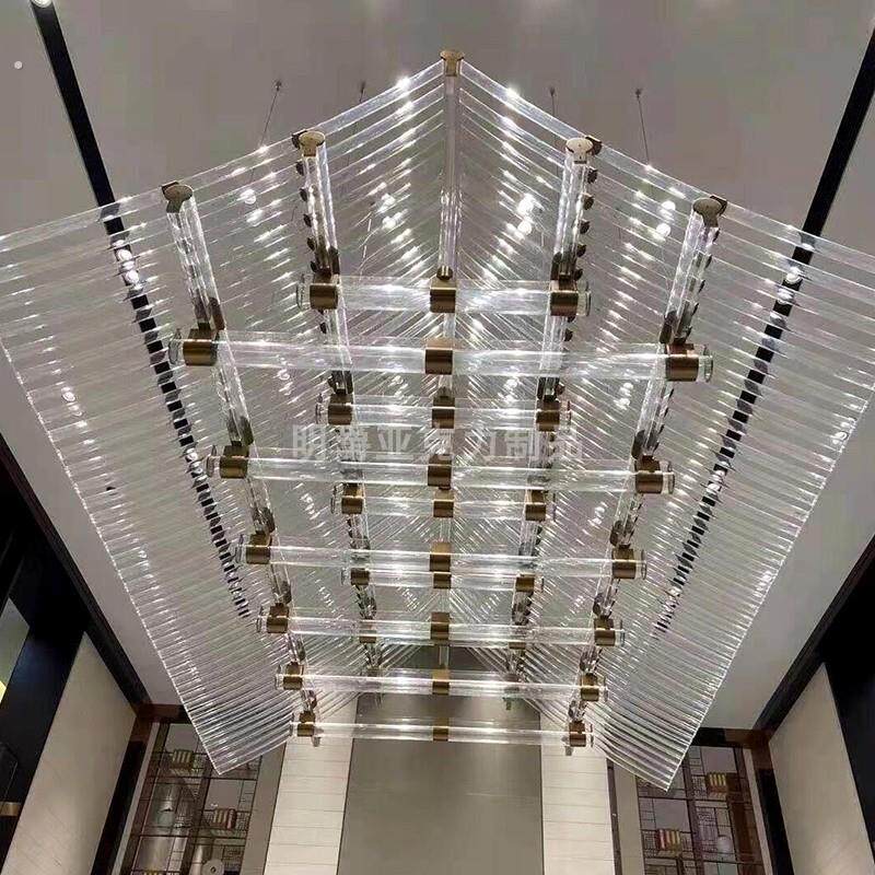 透明压克力古建筑屋簷吊饰售偻部沙盘酒店饭厅装饰美陈发光吊灯