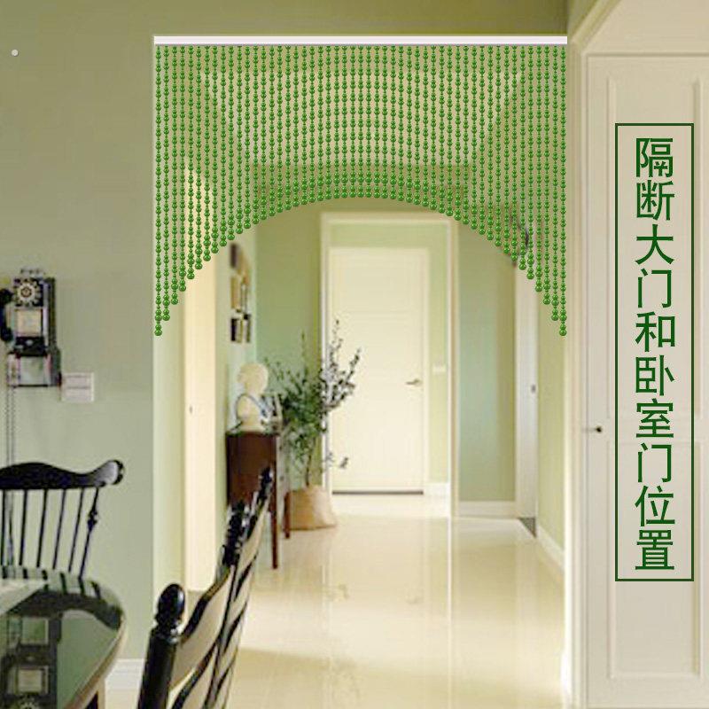 绿色桃木葫芦门帘卧室卫生间门对门挂帘玄关隔断帘新款免打孔珠帘