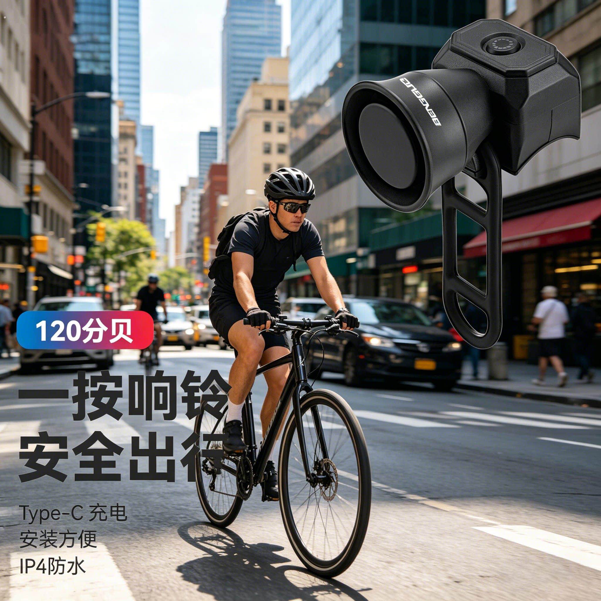 自行车充电喇叭大音量响亮车铃铛山地车电铃铛单车骑行防盗报警器