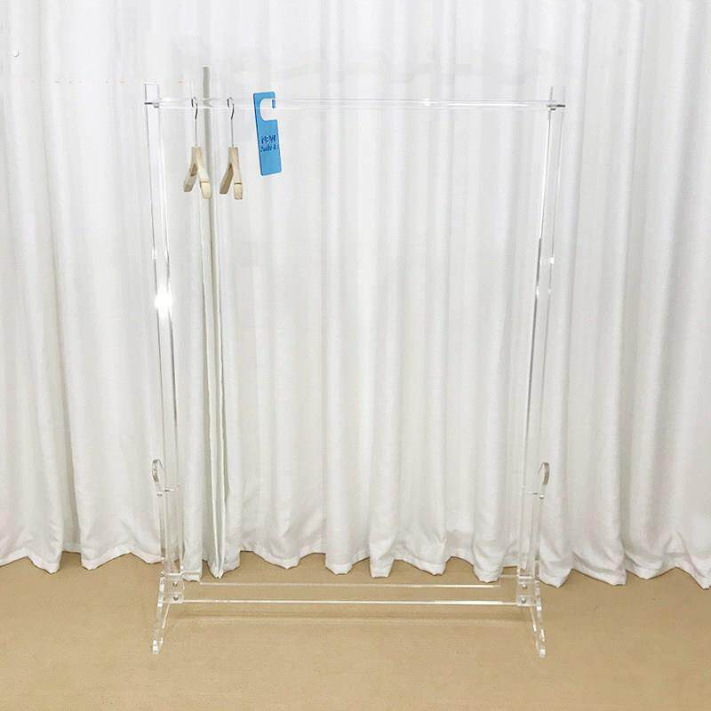 服装店展架女装店落地式轻奢简约加厚压克力透明挂衣架中岛陈列架