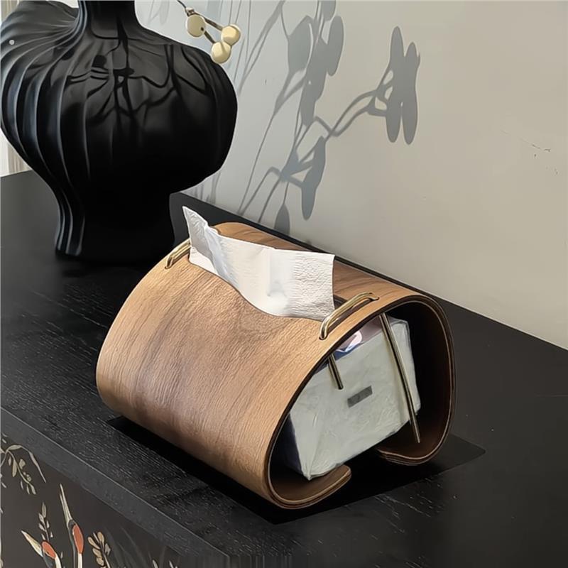 中古风卫生纸盒家用台面高级感覆古纸巾盒创意简约木质餐巾纸收纳