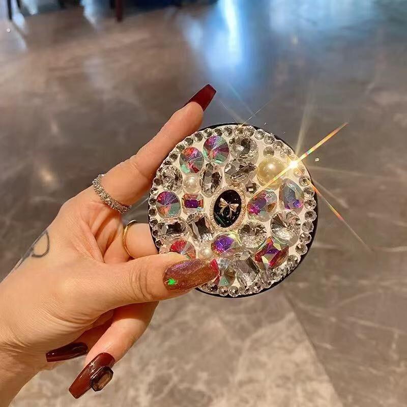 送闺蜜女友礼物便携随身携带折叠双面蝴蝶结化妆镜镶钻迷你补妆镜