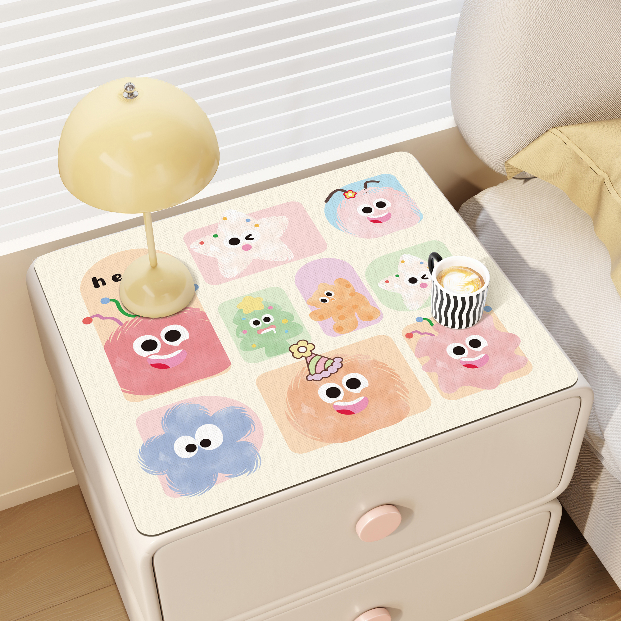 卡通床头柜垫桌布防水防油防烫桌垫洗衣机家用防尘垫pvc免洗垫子